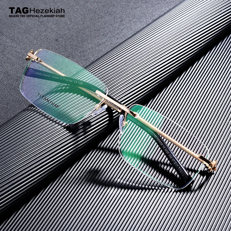 2020 titanium glasses frame men Rimless frame glasses eye glasses frames for men spectacle frames men computer myopia eyeglasses