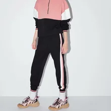 Оверплюс товаров, экспортируемых в Европу и США, осень, розовый, черный, смешанные цвета, Женская толстовка с капюшоном, с рукавами+ боковой край, ремень, Повседневная