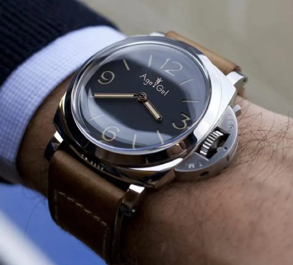 

Luxury Brand New Men Automatic Mechanical Hand Wind Sapphire Stainless Steel Black Brown Leather Luminous 1950 Watch Glass Back