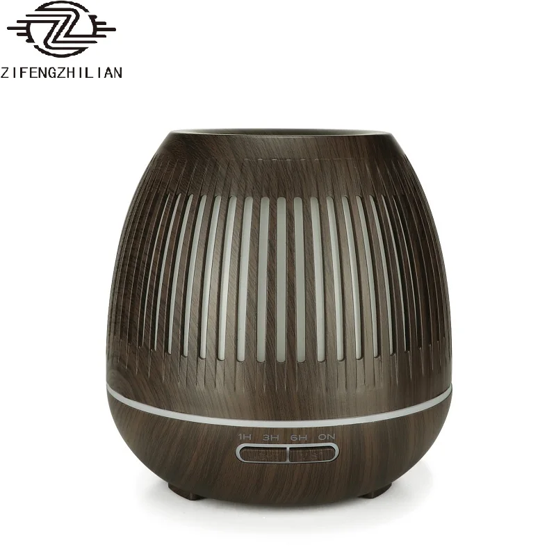 

Wood Grain Humidifier 400ML Aromatherapy Machine Hollow with 7 Color LED Lights and Waterless Automatic Shutdown Diffuser