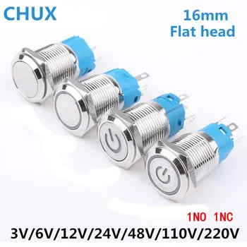 

Push button Switch 16mm with Led light 6v 12v 24v 48v 110v 220v Latching Momentary pushbutton switches