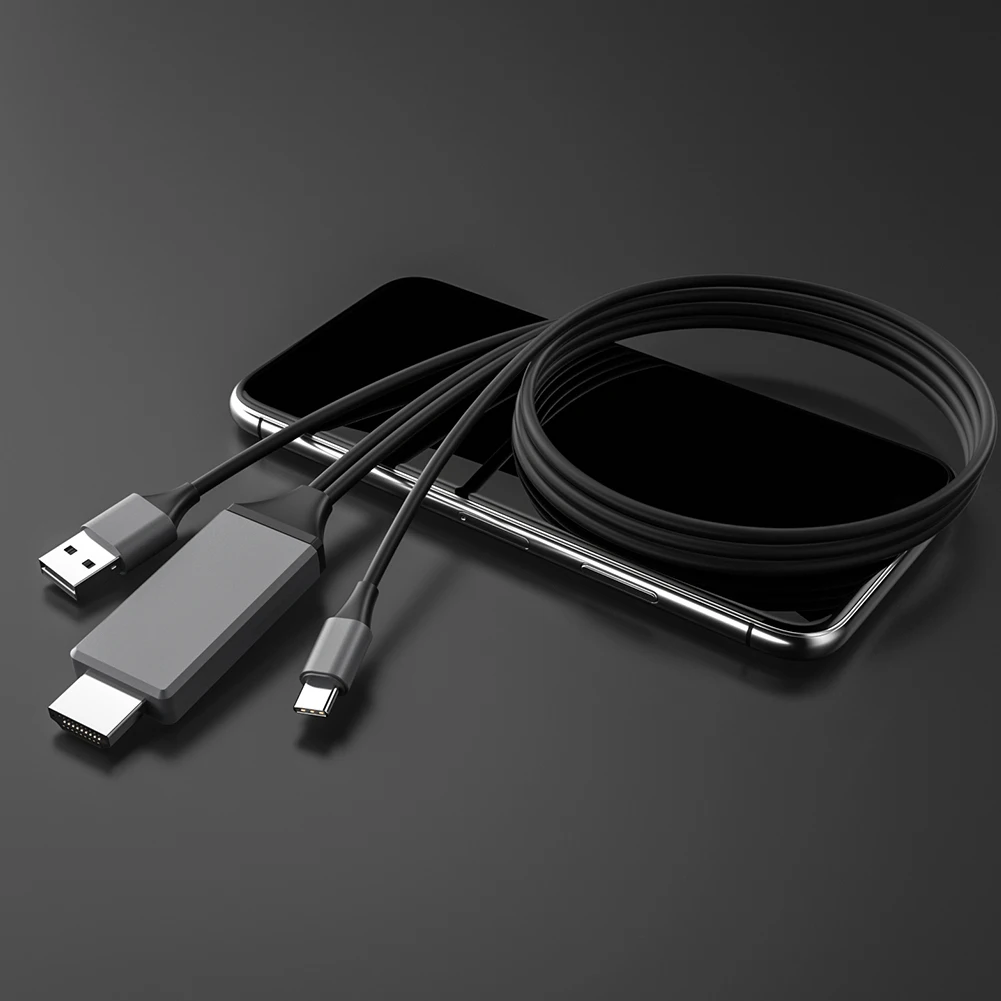 1.8m 4K UHD Mirroring Charging Cable USB to HDMI Compatible Digital AV Video Adapter for Android Phone to TV Projector Monitor