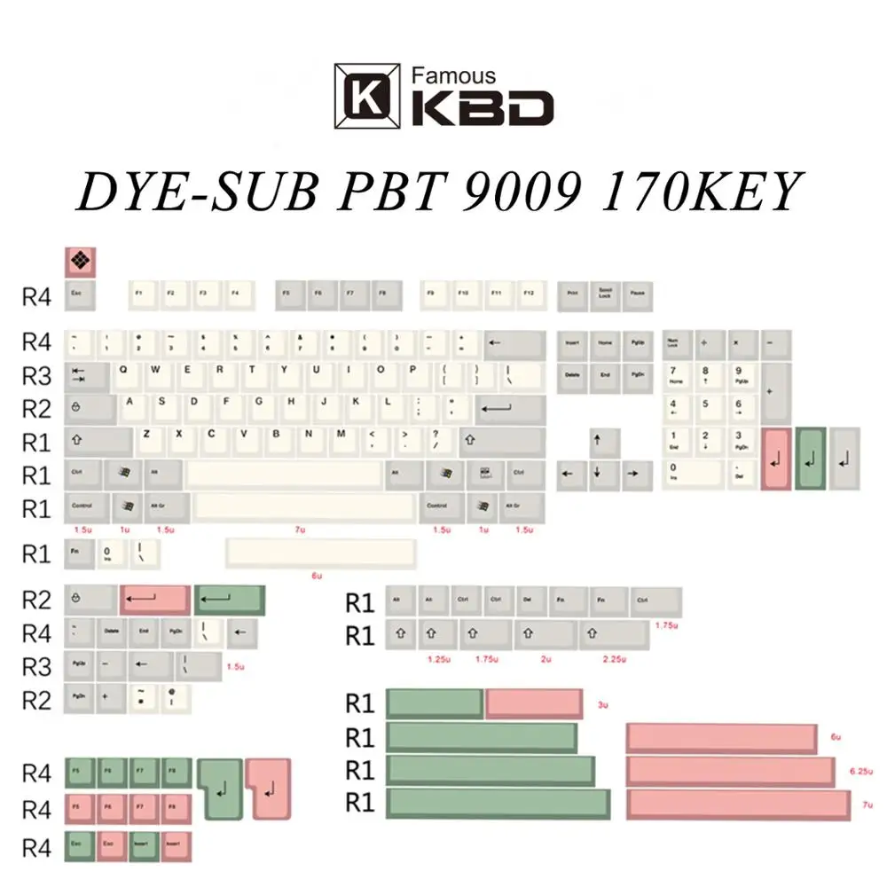 

PBT keycap 9009 sublimation process 170key/104key cherry height mechanical keyboard can be applied
