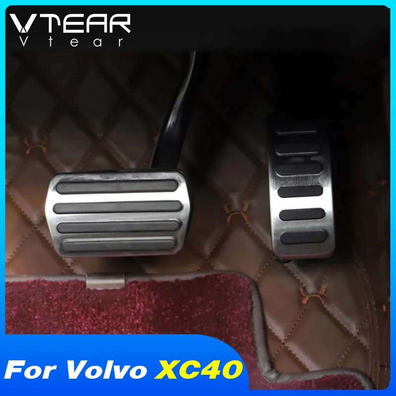 Vtear Car Pedal Cover Accelerator Brake Pad Stickers Aluminum Alloy Gas Replacement Pedal Pads Accessories For Volvo XC40