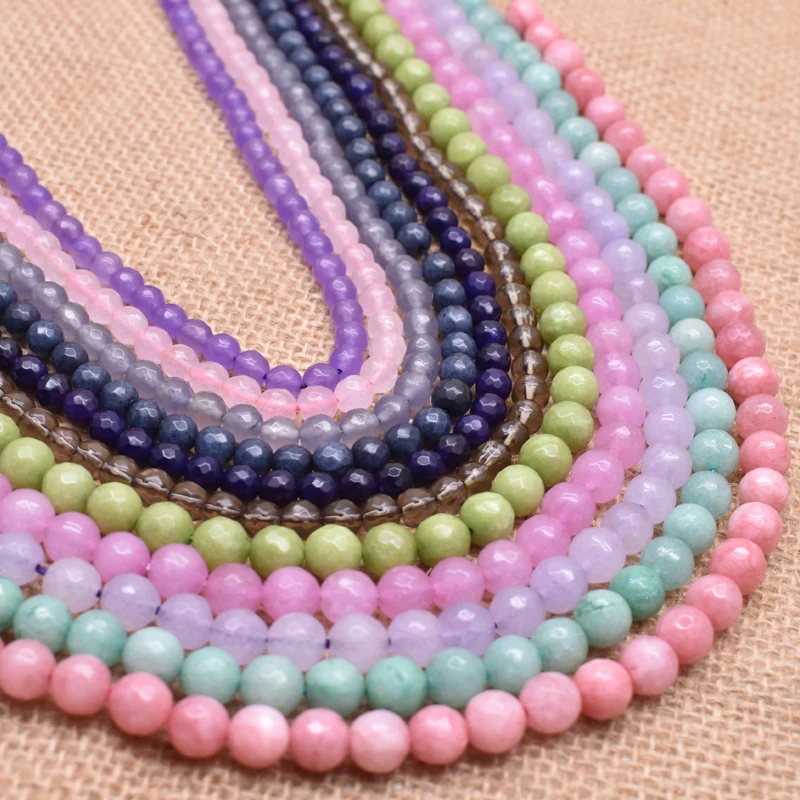 

Natural Stone Beads Faceted cut Round Beads For Jewelry Making 6/8 mm Section Loose Beads Necklace DIY Bracelet 15" wholesale