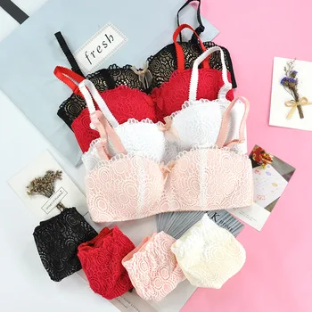 

Women Bras Set Push Up Bra and Panty Set Sexy Girls Semaless Underwear Wireless Brassiere Female Lingerie Lace Bralette Briefs