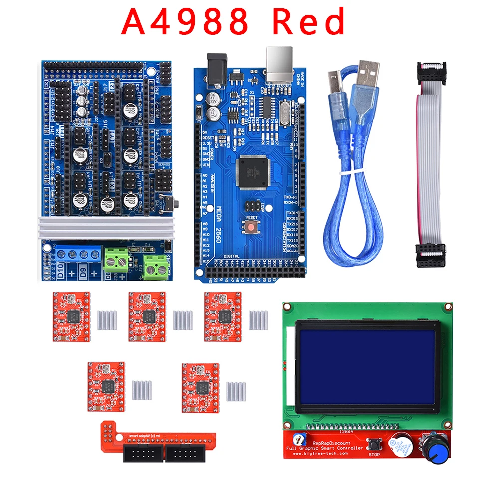 Платформа Ramps 1 6 обновленная основа-на 4 5 + Mega 2560 R3 для Reprap menдель 12864 A4988 Red Green Drv 8825 |