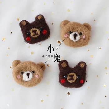 

Japanese Soft sister Wool felt Cute Animal Pins Hair Clip Girls Cute Headdress Bear brooch Side Clip Handwork Hair Accessories