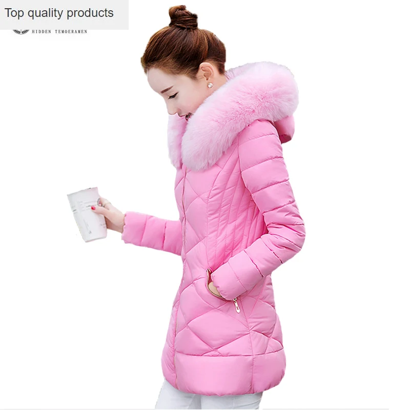 2020 Sale Thickening Warm Winter Coat Women Jackets Cotton Padded Big Faux Collar Hooded Slim Parka Women's Coats Pure A0204 | Женская
