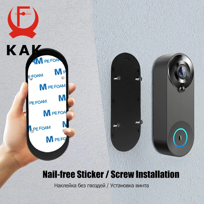 KAK-videoportero inalámbrico con WiFi, Visor de puerta inteligente,  mirilla, 1080P, HD, detección de movimiento PIR, visión nocturna,  intercomunicador Visual - AliExpress