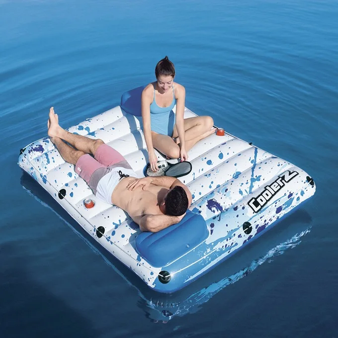 222 × 175 см безвредный ПВХ для окружающей среды квадратный плавающий остров двойной воды кровать пляж коврик надувные матрасы для плавания