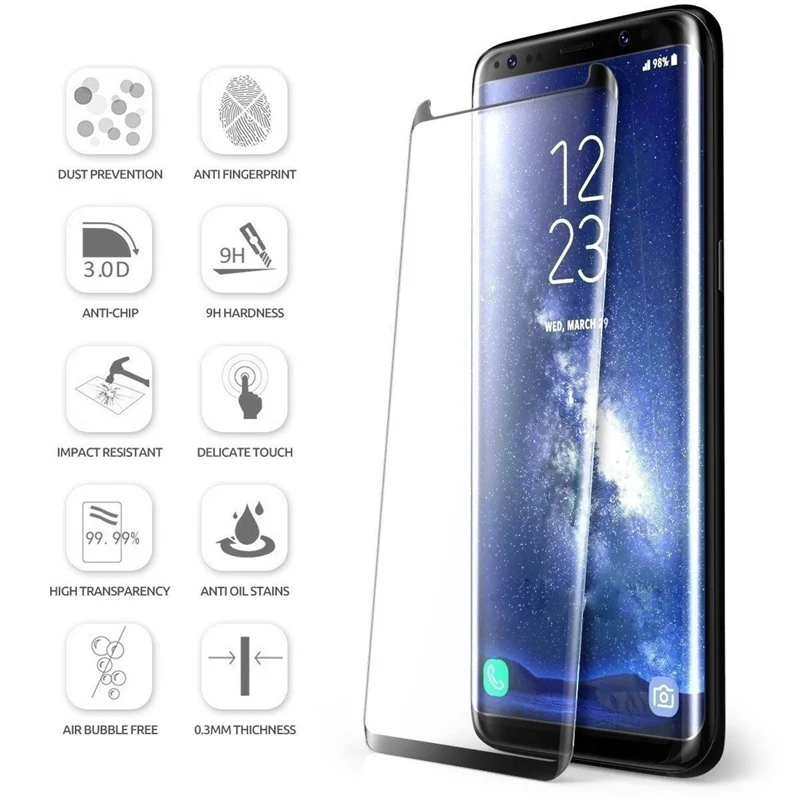 9H изогнутый край закаленное стекло протектор экрана для Samsung Galaxy S8 S9 Plus S7 Edge/ Note 8 9