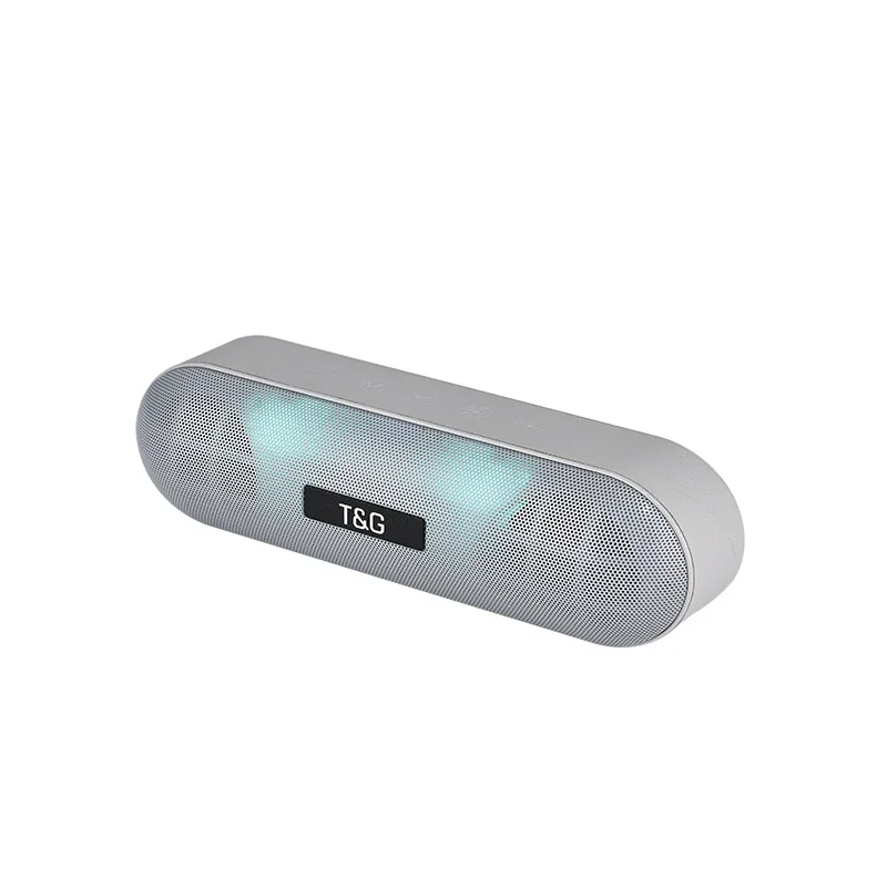 TG светодиодный Bluetooth открытый динамик металлический портативный супер бас беспроводной громкий динамик 3D стерео музыка объемный с микрофоном FM TFCard Aux - Цвет: gray