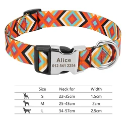 Personalized Anti-Lost Adjustable Nylon Pet Collar with Engraved Name Buckle - S (147-Orange)