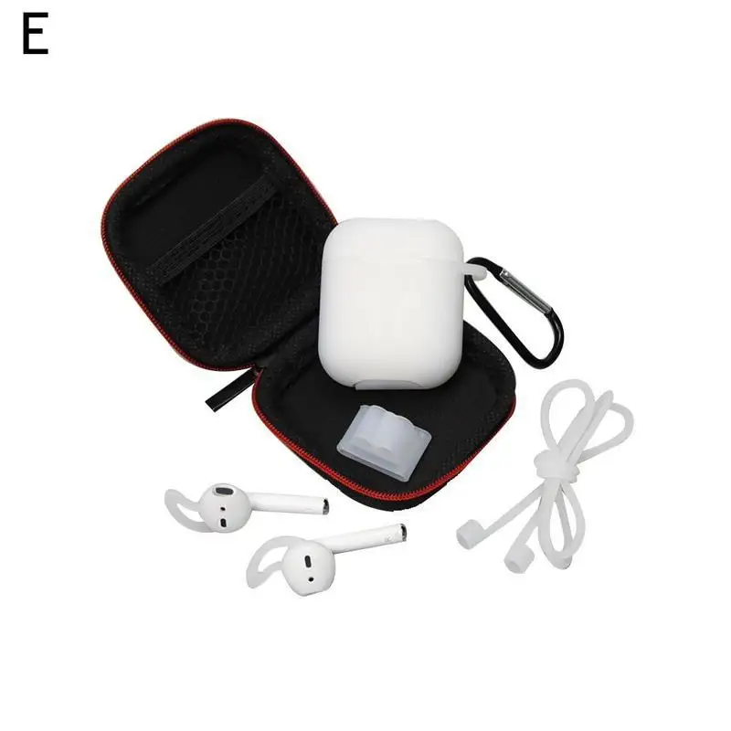 6 шт силиконовый чехол для MacBook Air стручки 2 Чехол Lanyard карабин Защитный чехол для AirPods Наушники Аксессуары ящик для хранения - Цвет: E