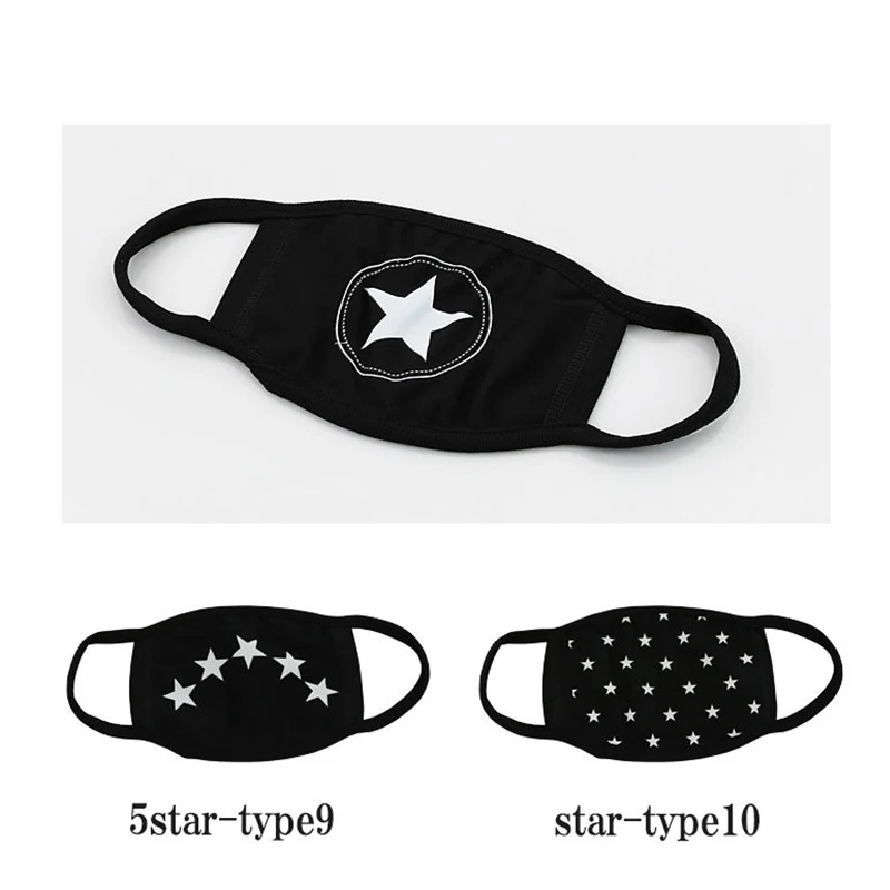 

Fashion Anti-Dust Cotton Mouth Face Mask Women Man Interchangeable Black Cartoon Expression Pattern Boutique Mask