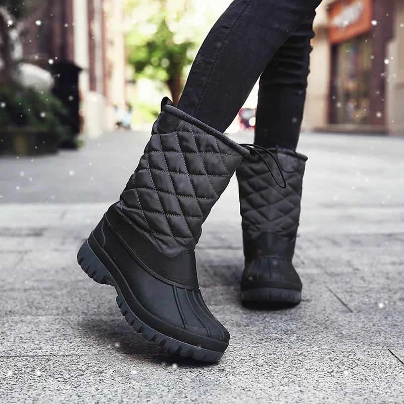 

Winter Snow Boots Women Warm Plush Women's Waterproof Mid Calf Boot Platform Ladies Lace Up Woman Shoes Female Comfort