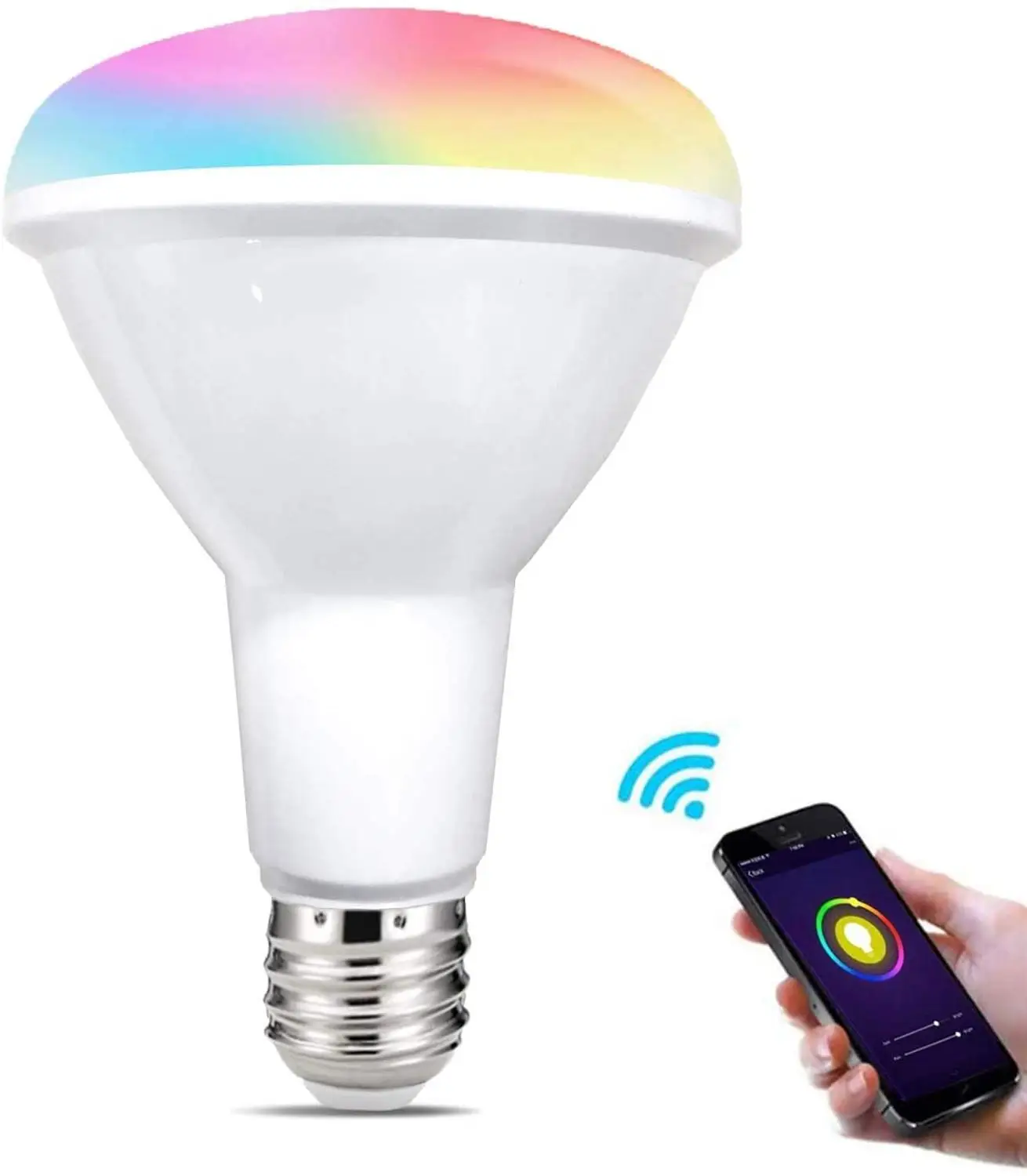 

Smart Light Bulb,White RGB Dimmable LED Bulbs,Work with Alexa and Google Assistant,E26 E27 12W Fits Bedroom,Living Room