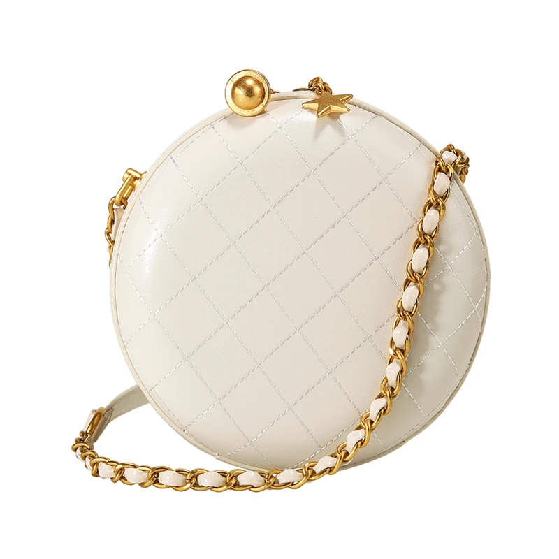 2019 Fashion PU Diamond Lattice Round Chain Crossbody Sling Shoulder Girl Dress Bag Messenger for Women | Багаж и сумки