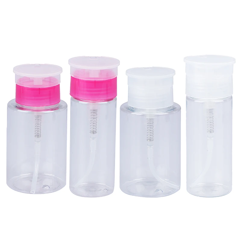 

180/100ml Empty Plastic Nail Polish Remover Alcohol Liquid Clear Press Pumping Dispenser Bottle Nail Art UV Gel Cleaner