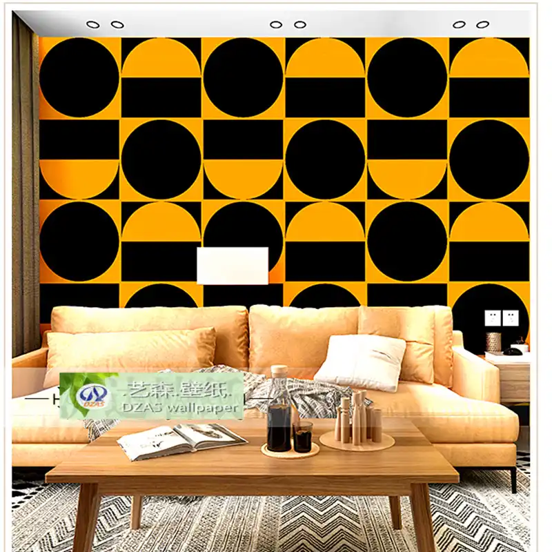 北欧の壁紙テレビの背景黒と白の格子幾何学模様寝室現代の壁紙 壁紙 Aliexpress