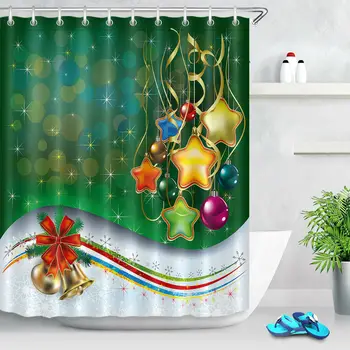 

Fantasy Christmas Stars Bell Bathroom Fabric Shower Curtain Set