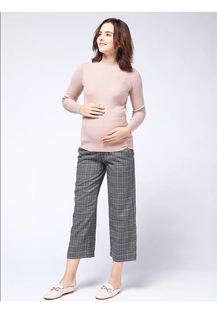 Брюки для беременных женщин,, широкие штаны, модные клетчатые штаны для беременных, сексуальные брюки с подтяжками живота