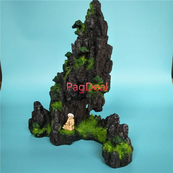 Nagy Akváriumi Dísz Hegyi L24Cm*W14Cm*30 Cm Gyanta Vízi Haltartály Dekoráció Szikladara Hegyi Halak - Image 3