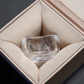 

45ml Transparent Glass Teacup Ink Porcelain Tea Cup Kung Fu Master Cups Small Pu'er Bowl Gift Box Teaware Home Decor Art Teacups