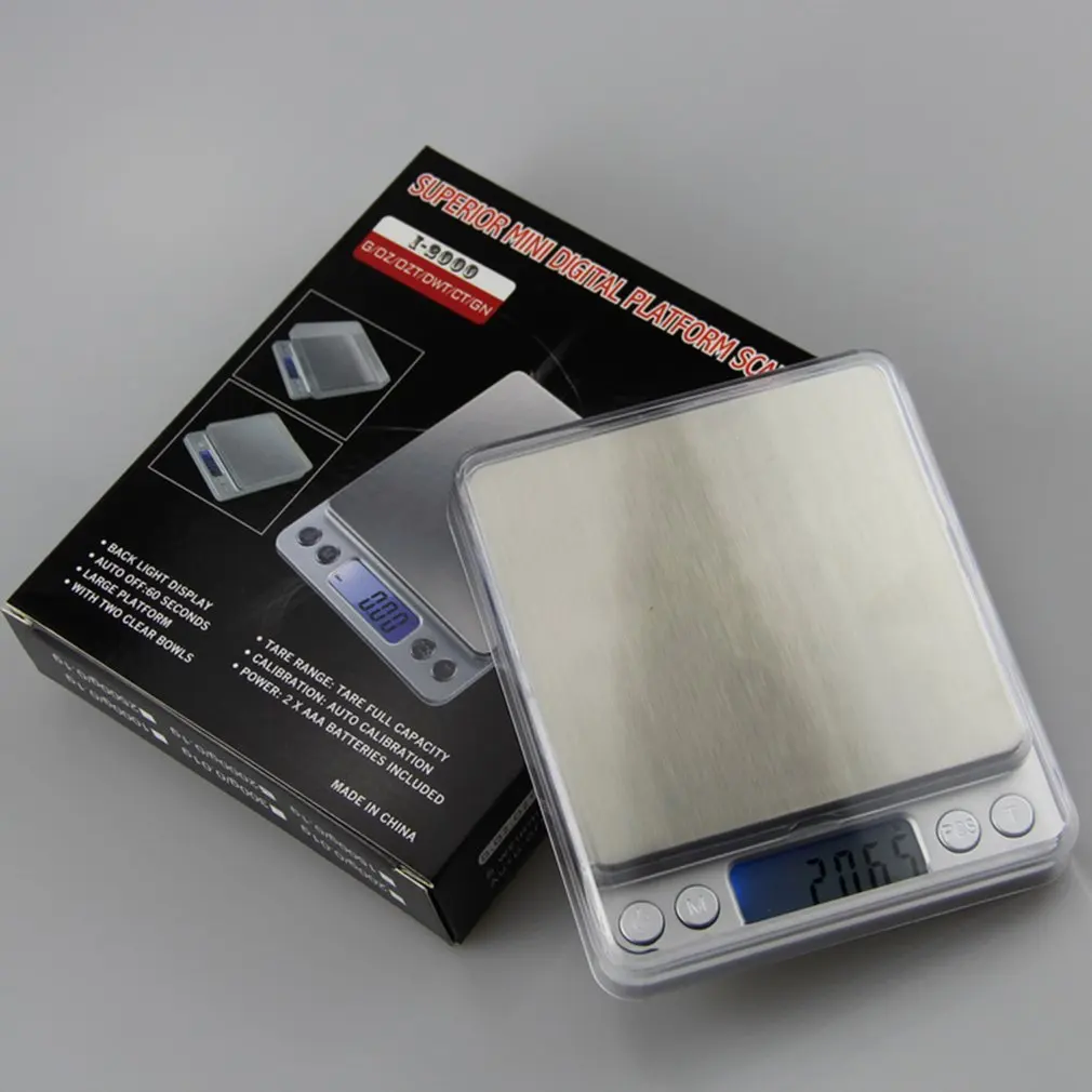 500g/0.01g Mini Digital Scale Electronic Scale Platform Jewelry Gold Diamond ScaleWeighing Balance Blue LCD High Accuracy