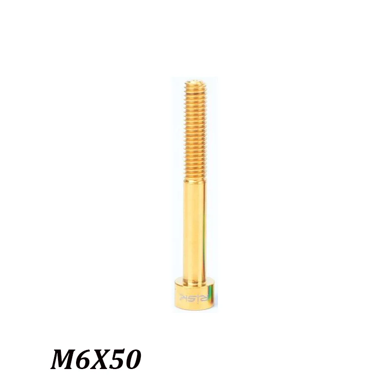 Gold M6x50mm 1 предмет велосипедный вынос руля Топ Кепки шурупы M6x30/35/40/50 мм Титан сплав MTB велосипед гарнитура болты для катания на горном велосипеде аксессуары - Цвет: Gold M6x50mm