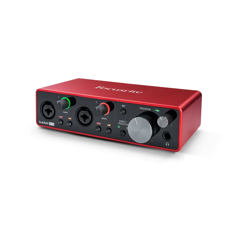 Обновленный FOCUSRITE Scarlett 2i2 3-го поколения профессиональная звуковая карта USB аудио интерфейс предусилитель микрофона