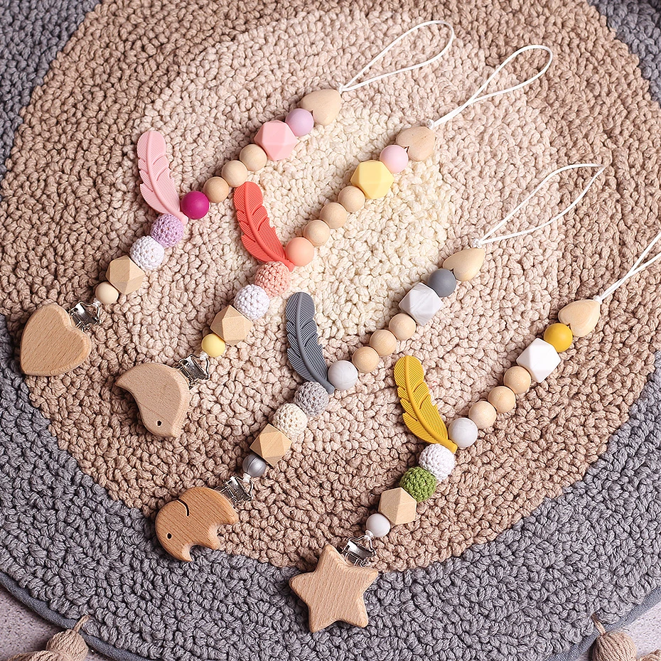 pacifier clips 1pc baby silica gel teeth beech attache cartoon dummy clip Nipple chain baby feeding Pacifier Clip baby