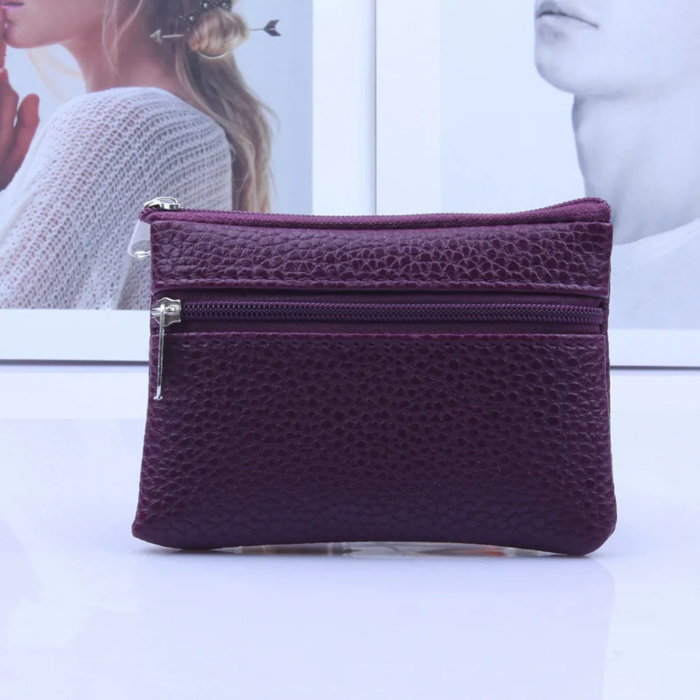 

Coin Purse bag For Women Girls Leather Coin Wallet Dual Zipper Vintage Leather Coin Purse Card Wallet Small Clutches For Ladies