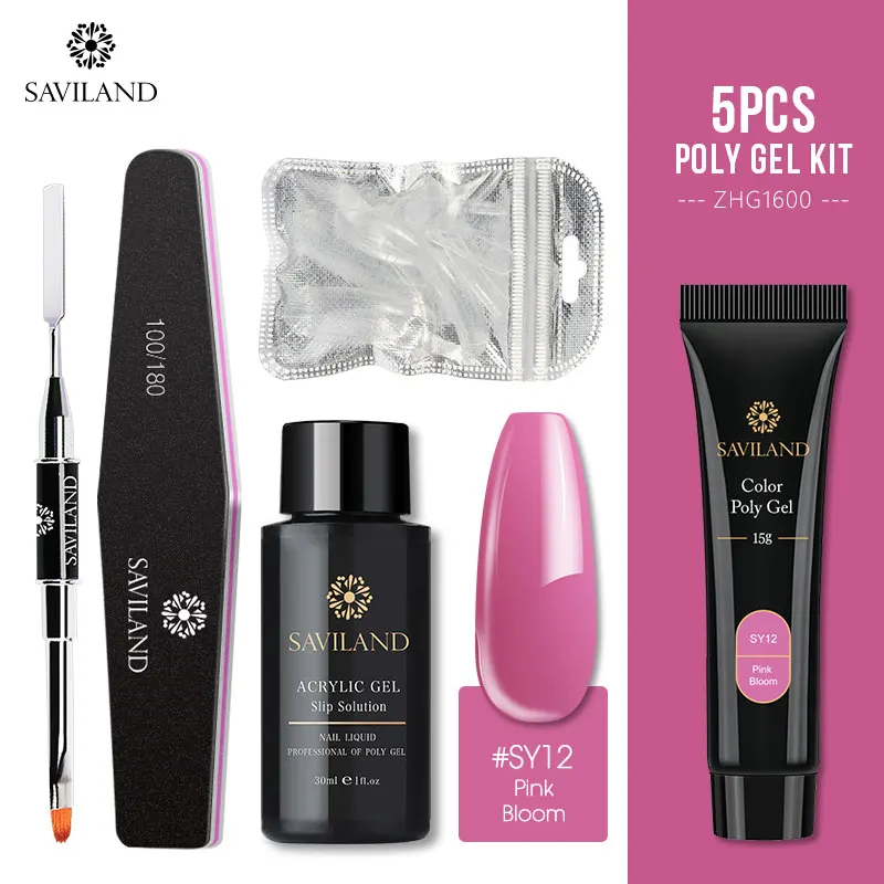 5PCS SET 12 SAVILAND цвета поли наборы для гелевых ногтей поли гель УФ СТРОИТЕЛЬ гель лак для ногтей строитель расширение для ногтей салонный дизайн Маникюрный Инструмент - Цвет: 5PCS SET 12