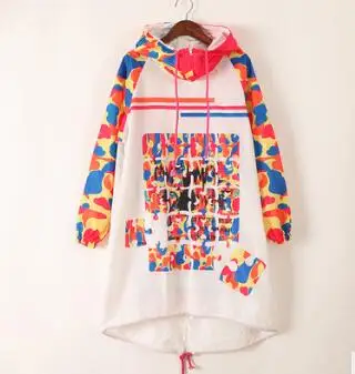 Хип-хоп дизайн Камуфляжный тонкий плащ женский осенний длинный стиль с капюшоном наряд уличная одежда свободная танцевальная одежда топы - Цвет: 501101