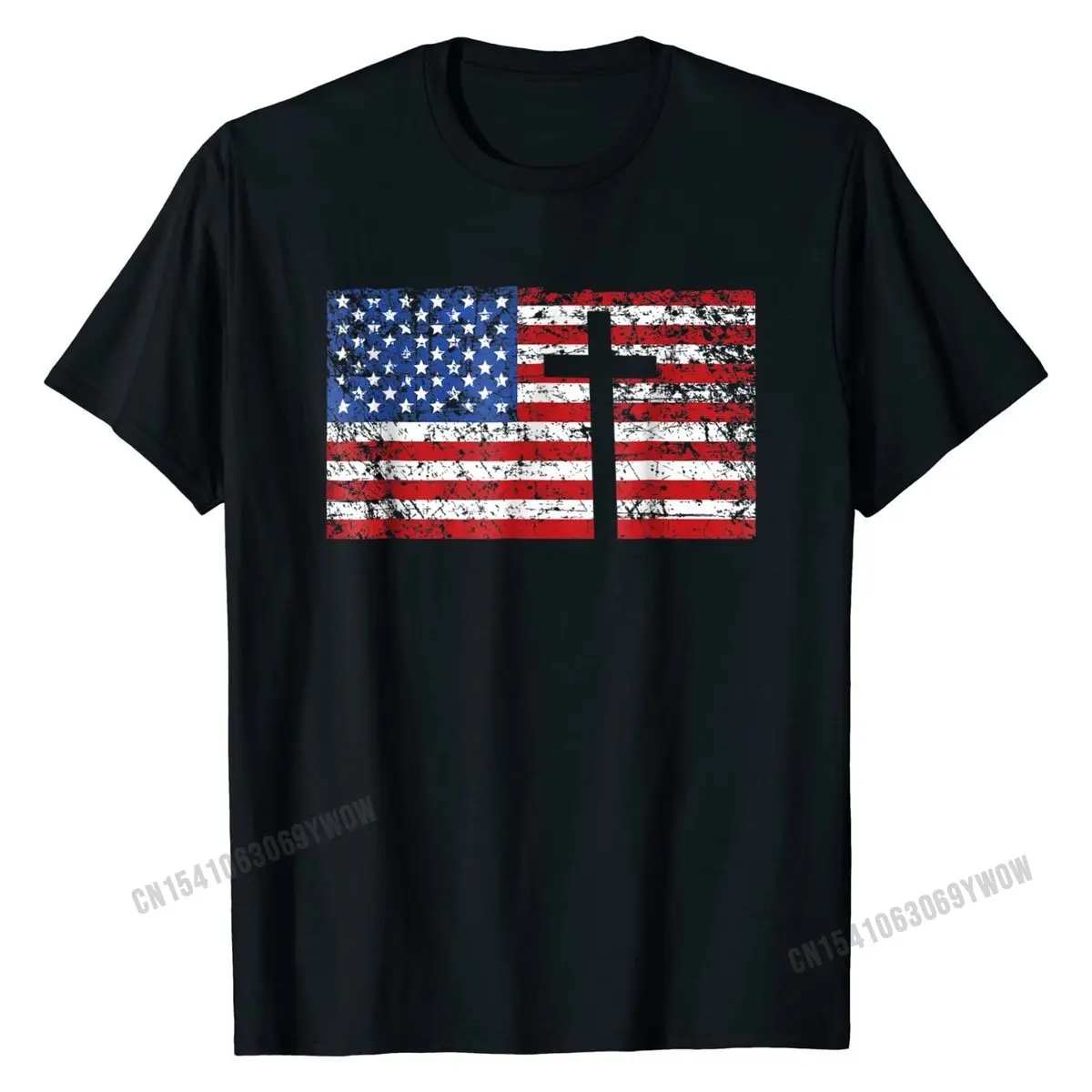 

American Flag Cross Shirt, USA Christian Gift, Trust God Hot Sale Design T Shirt Cotton Man Tees Crazy