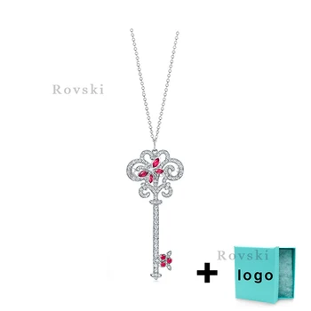 

XL TFX TTFF Rllen Sterling Silver Red Gem Necklace Butterfly Shape Suitable for Women's Party Jewelry Wholesale Free Delivery.