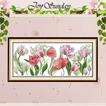 

The Spring Tulips Patterns Counted Cross Stitch 11CT 14CT Cross Stitch Set Wholesale Cross-stitch Kit Embroidery Needlework