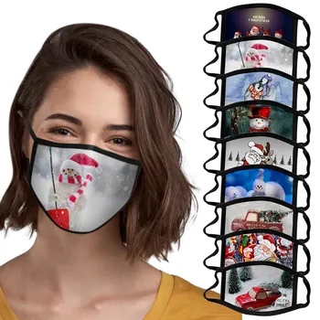 

Christmas Adult Windproof Face Mask Breathable Cloth Face Shield Mouth Cover Reusable Mouth Mask Washable mondmaskers Masque