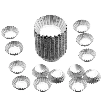 

PHFU-Egg Tart Mold Baking Cups Tins,100 Pcs Aluminum Alloy Mini Pie Pans Muffin Baking Cups Cupcake Cake Cookie Lined Mould Tin