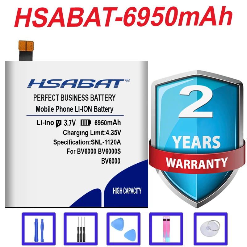 Аккумулятор HSABAT 6950 мАч для Blackview BV6000 BV6000S, высококачественный аккумулятор для мобильного телефона