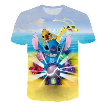 

Girl's Fashion T-Shirt Lilo Stitch Harajuku Kawaii Tshirts Lovely Cartoon baby boys Printed Casual T Shirt Cute Casual Tops