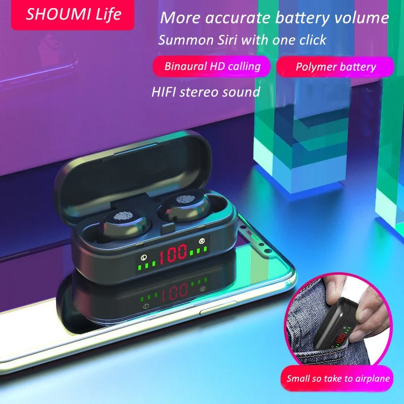 Aoogoor V8 Wireless Headphones Bluetooth V5 0 TWS Hifi Stereo Touch Control Earphone with Microphone