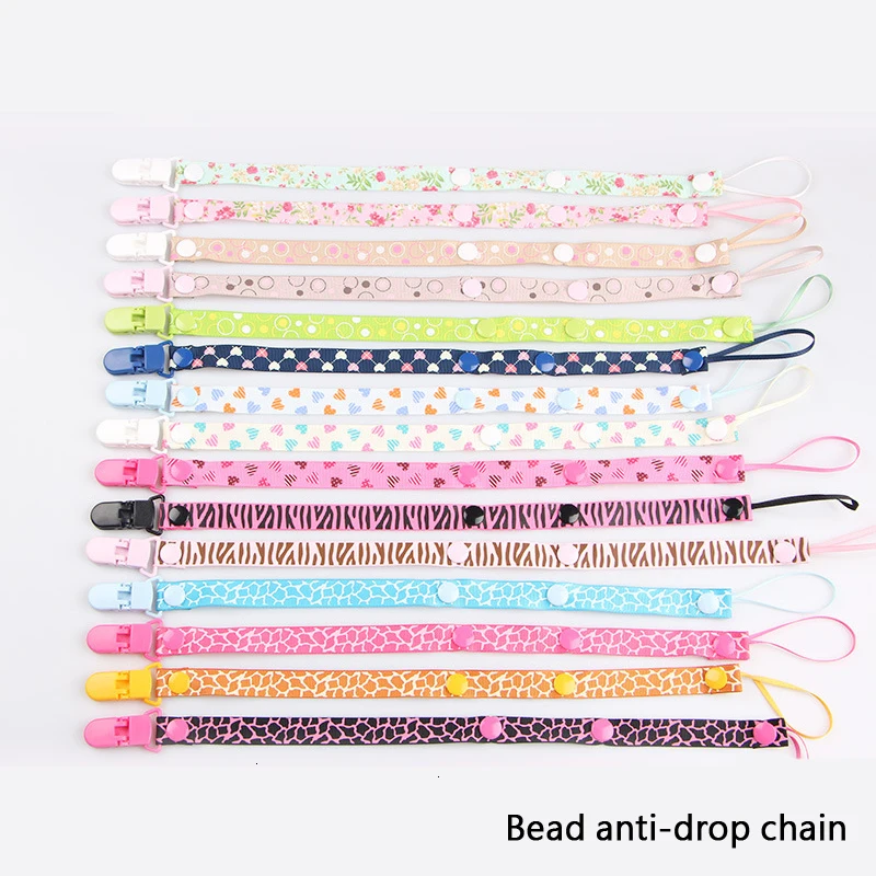Fixed Button Baby Pacifier Clip Chain Ribbon Dummy Soother Holder Chain Anti-drop Multifunctional Pacifier strap with string
