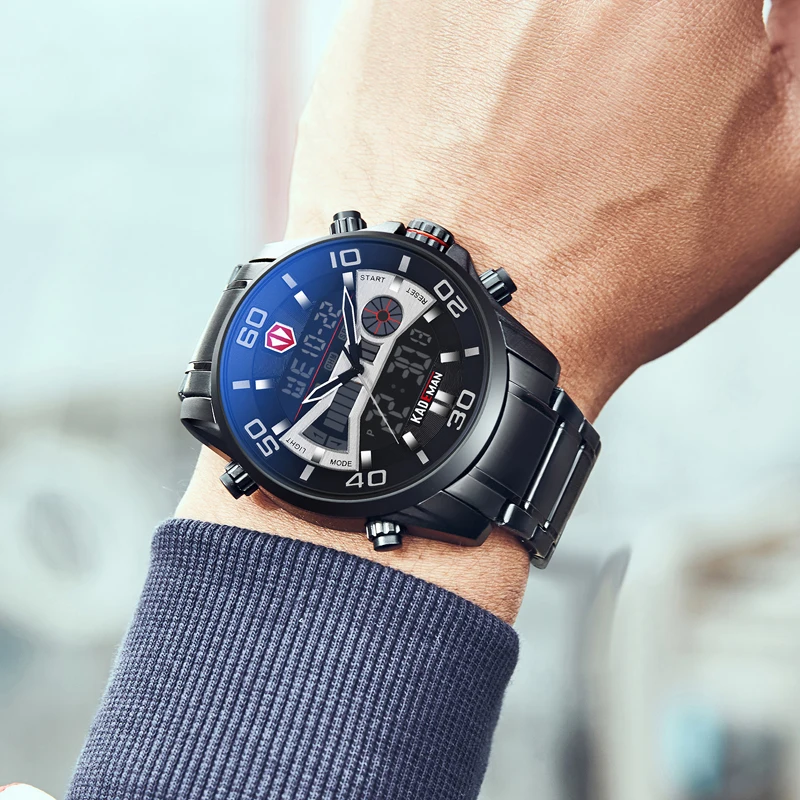 Comprar 2019 nuevos relojes de lujo para hombres, reloj deportivo impermeable de 30 M, reloj de pulsera con pantalla LED de lujo, reloj de pulsera de acero completo, reloj masculino informal