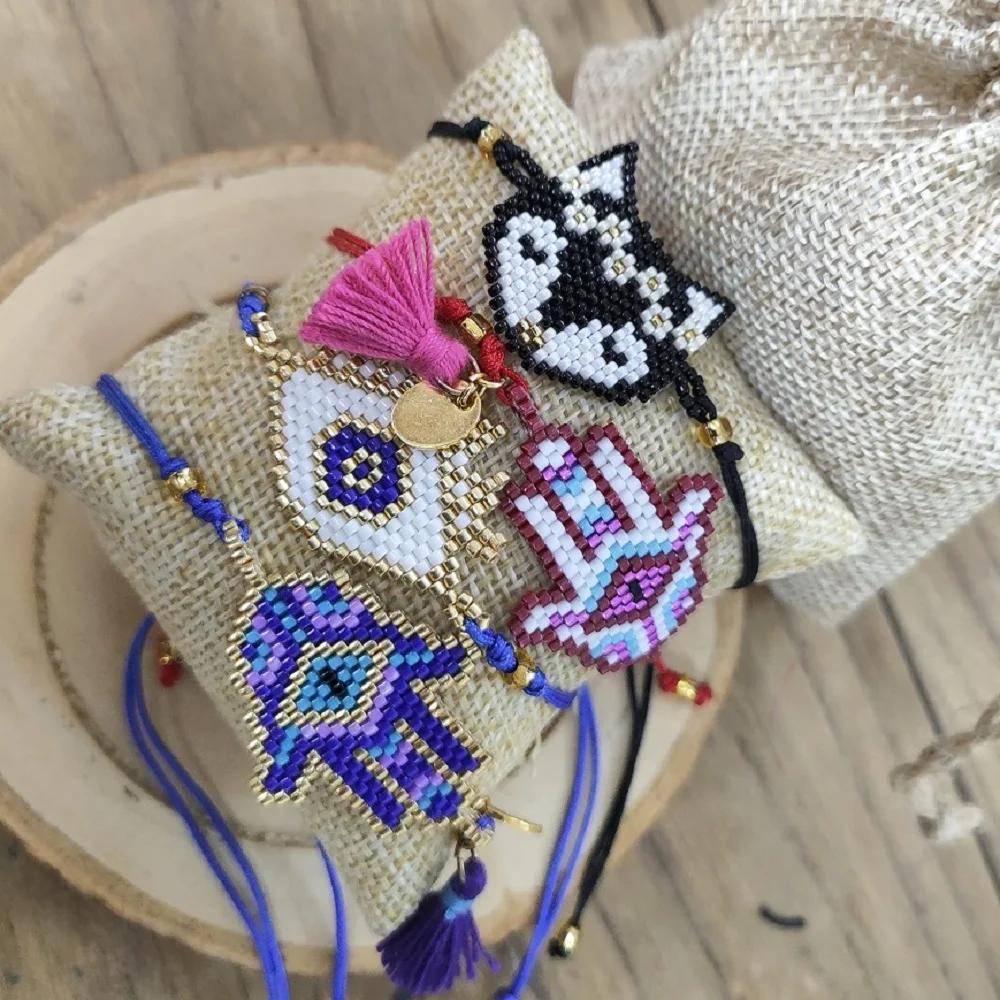 

Go2boho Bracelet For Women MIYUKI Fatima Hamsa Hand Ins Jewelry Woman Turkish Evil Eye Unique Bracelets Lucky Eye Femme Armband