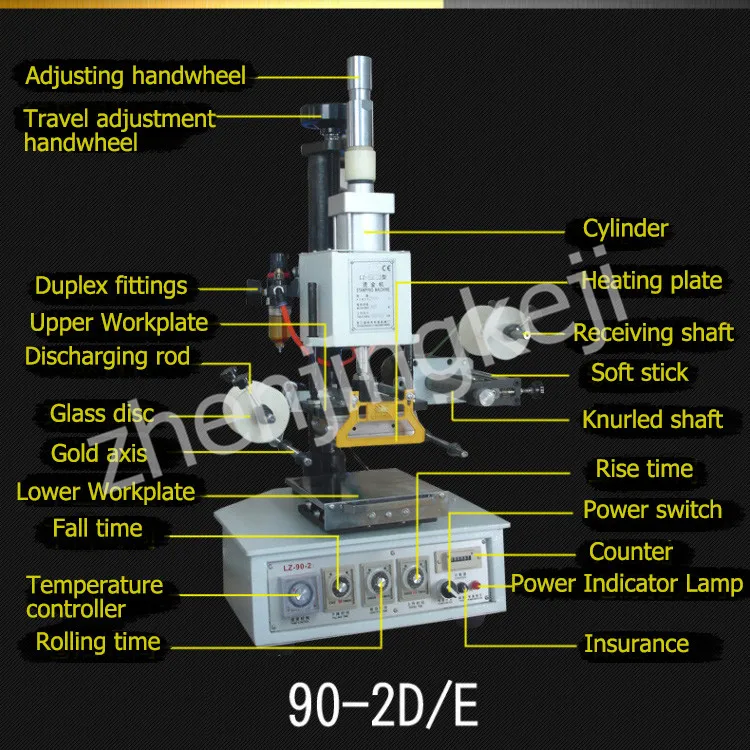90-2D пневматическая машина горячего тиснения Автоматическая цифровая машина горячего тиснения может тонко настроить верстак небольшой