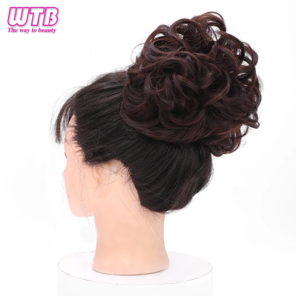 WTB Synthetic Wavy  Comb Clip In Hair Pieces Chignon Elastic Band Chignon Hair Extensions for Women Hair Accessory