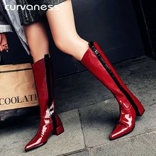 Сапоги для верховой езды женская обувь зимние сапоги в западном стиле на квадратном каблуке сапоги до колена на молнии на среднем каблуке новые женские красные, черные размеры 34-42